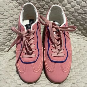 Rachel Pink Sneakers with Blue Accents